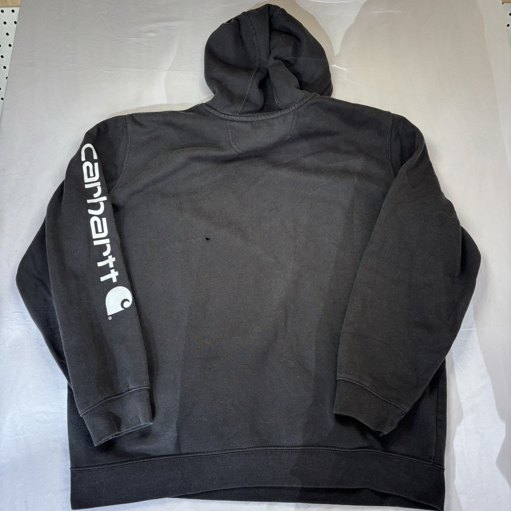 Carhartt Hoodie Sweatshirt Mens XL Black Loose Fit Sleeve Logo Pullover Fleece - Picture 4 of 10